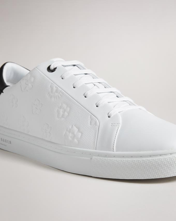 Basket Ted Baker Embossed Flower Cupsole Blanche Homme | EVI-83114004